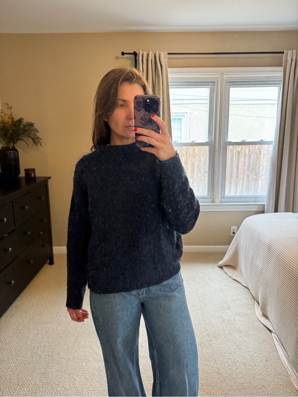 Cozy Women's Dark Navy Crewneck Sweater